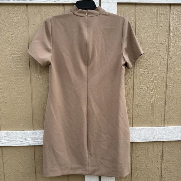 Trina Turk Cut-Out Shift Silver Dress Style # 178308 Tan Camel Women’s Size 12 - Picture 3 of 12